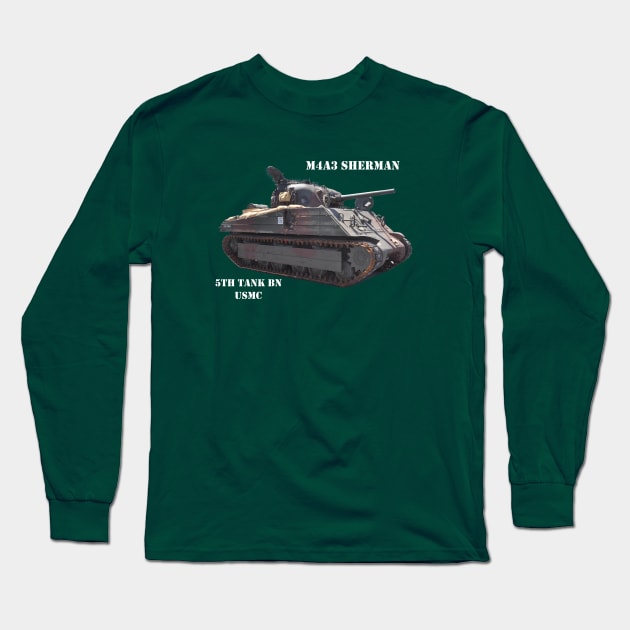M4A3 Sherman white text Long Sleeve T-Shirt by Toadman's Tank Pictures Shop